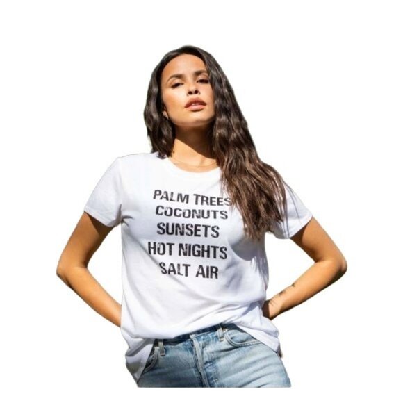 Sub_Urban Riot Palm Trees Coconuts Sunsets Hot Nights Salty Air White Crewneck T - Picture 1 of 4